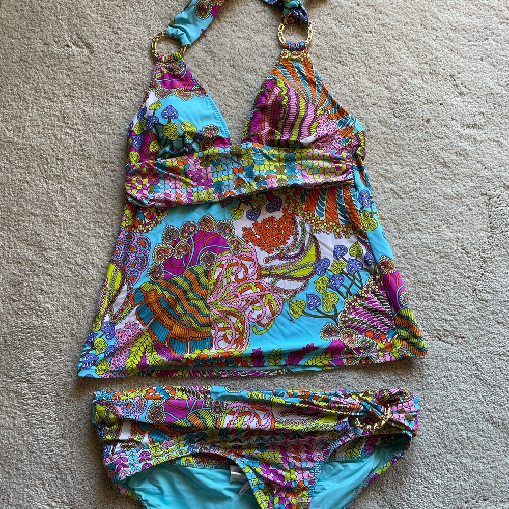 Trina Turk halter tankini top and bottom size 4.